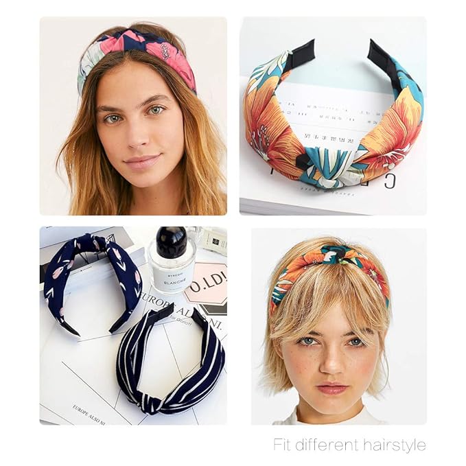 Wide Knotted Headbands for Women - 12 Pack Boho Hair Accessories, Elastic Turban Bandeau for Washing Face