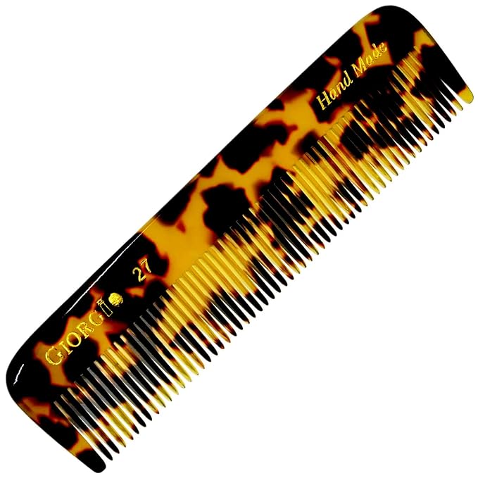 Giorgio G27 Handmade All Fine Tooth Pocket Comb, Hair Comb Straightener for Everyday Grooming Styling Hair, Mustache and Beard for Men Women and Kids, Use Dry or with Balms, Saw Cut and Polished