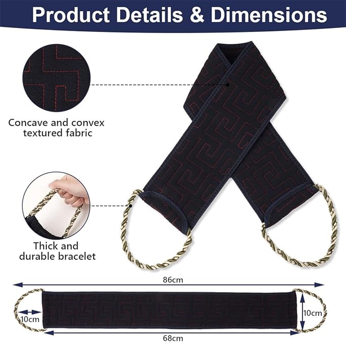 Exfoliating Back Scrubber for Shower, 34 Inches Back Scrubber with Handles, Double Sided Body Exfoliator Bath Tool, Exfoliating Washcloth to Scrub Your Body Deeply for Men & Women (Black)