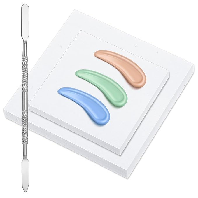 100 Sheets Disposable Nail Art Palette Paper,Makeup Mixing Palette Paper,2 Sizes of Waterproof Portable Nail Art Palette with Stainless Cosmetic Spatula for Makeup Nail Gel Mixing Home Salon