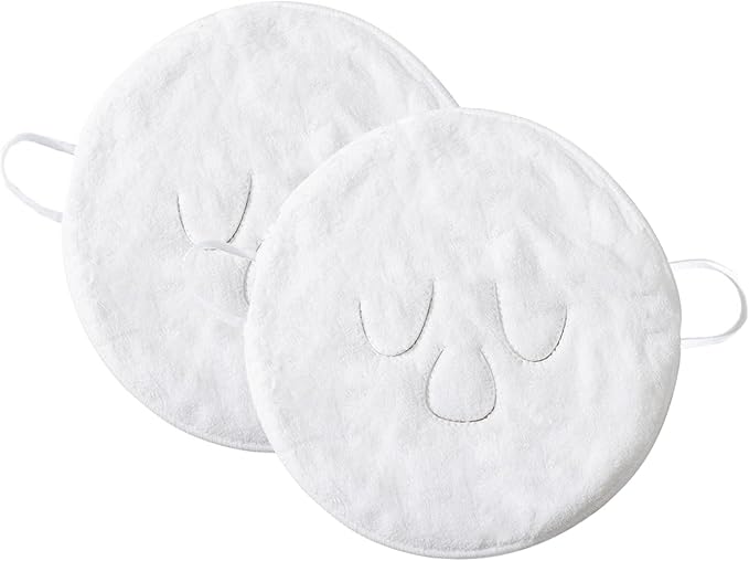 mollensiuer 4 Pieces Face Steaming Towel 3 Holes Reusable Face Towel Beauty Skin Care Towels Cold Hot Facial Steamer Towels for Skin Face Care Beauty Salons, White