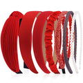 AHONEY 7 Pack Red Headbands for Women Christmas Headbands Trendy Non Slip Hairbands Cute Hair Accessories Multi-style Headband Pack (Red)