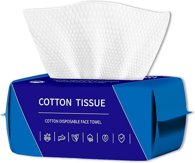 100 Count Disposable face towel, Ultra Thick face towels, Face towels disposable, Lint- free Facial Tissue, Skincare and Makeup Remover