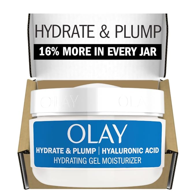 Olay Hyaluronic Acid Face Mousturizer, Plump & Hydrate, Fragrance-Free - Hydrating Gel for Dry Skin Retain & Replenish Moisture, with Niacinamide, Non-Greasy, 2 Oz