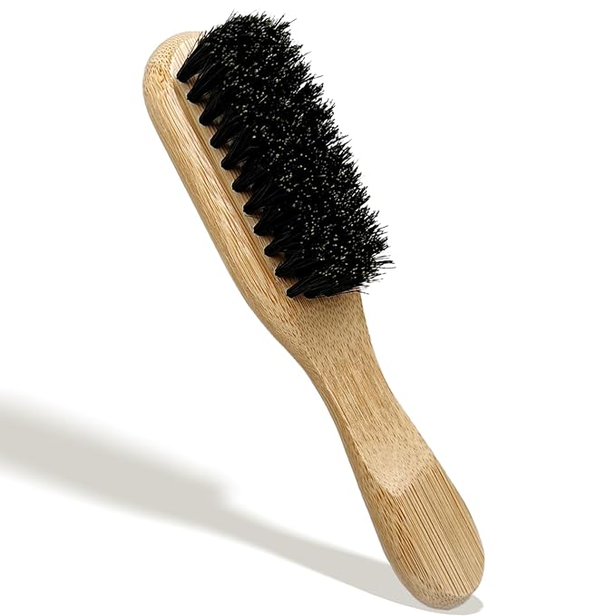 Men's Beard Brush with Natural Boar Bristles, Mustache Grooming and Styling Tool, Use with Beard Oils & Balms