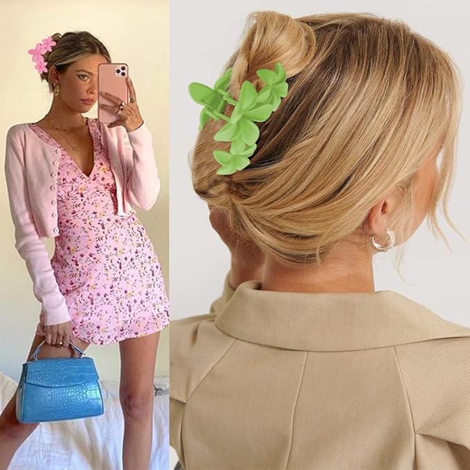 Ahoney 6PCS Flower Hair Clips for Women Strong Hold Nonslip, Big Flower Claw Clip for Thick Hair, Hawaiian Hibiscus Cute Hair Clips Beach Hair Accessories for Women Girls 13