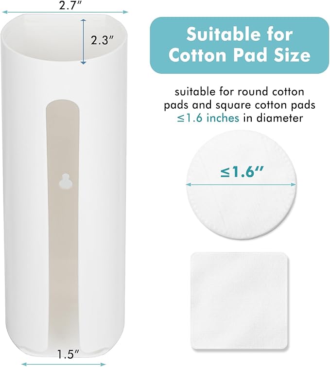 Cotton Pad Holder, Wall Mounted Cotton Rounds Holder Dispenser Face Pad Holder Makeup Organizers Containers for Bathroom