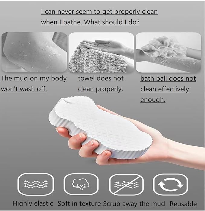Magic Exfoliating Bath Sponge, New 3D Super Soft Gentle Exfoliation Dead Skin and Dirt Reusable Suitable for All Adults and Children. (Gray+Pink)