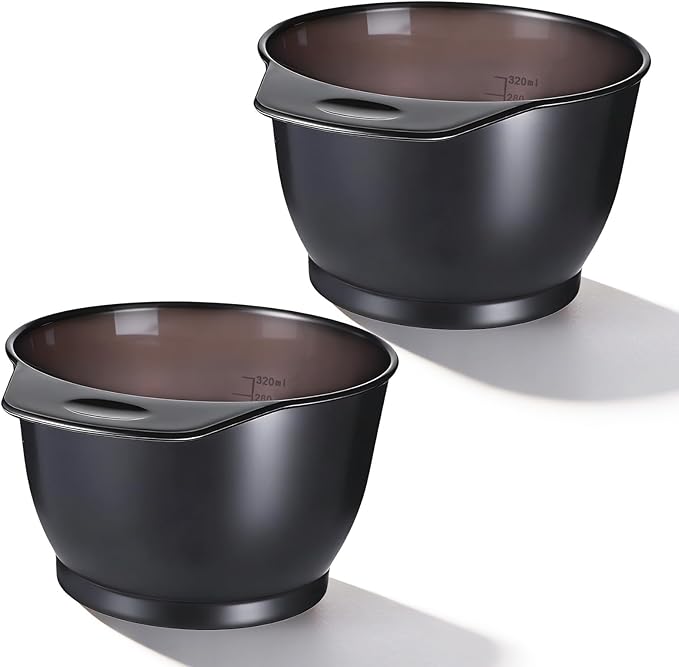 2 Pcs Hairs Dye Bowles Hair Color Bowl Plastic Hair Color Mixing Tint Bowls Applicator Bowls Hairs Dyeing Coloring Tools for Salon (Transparent Black)