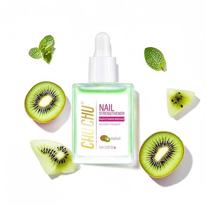 CHUCHU Nail Growth and Strengthener Oil for Cuticle - Kiwi Scent Cuticle Oil Repair Moisturizing Treatment - Natural Jojoba Vitamin B & E Nail Oil for Dry Cracked Nails
