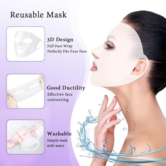 Ice Face Mask and 2 Packs Silicone Face Mask Cover, Frozen Cold Face Pack Compress Reusable Skin Care for Women Puffiness Swelling Relief Beauty Spa Essentials Ice Mask