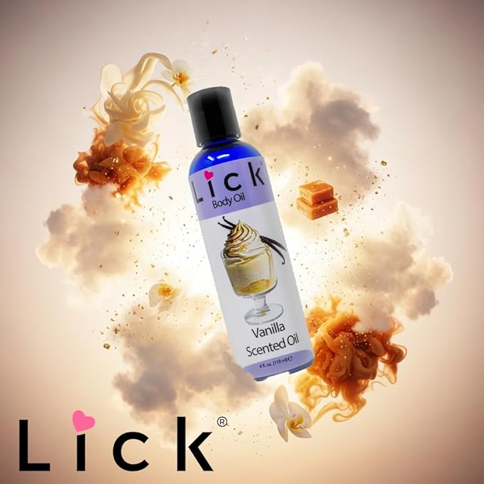 LICK Vanilla Dessert-Inspired Scented Body Oil – Fast-Absorbing Daily Hydration with Almond Oil & Vitamin E – 4 oz