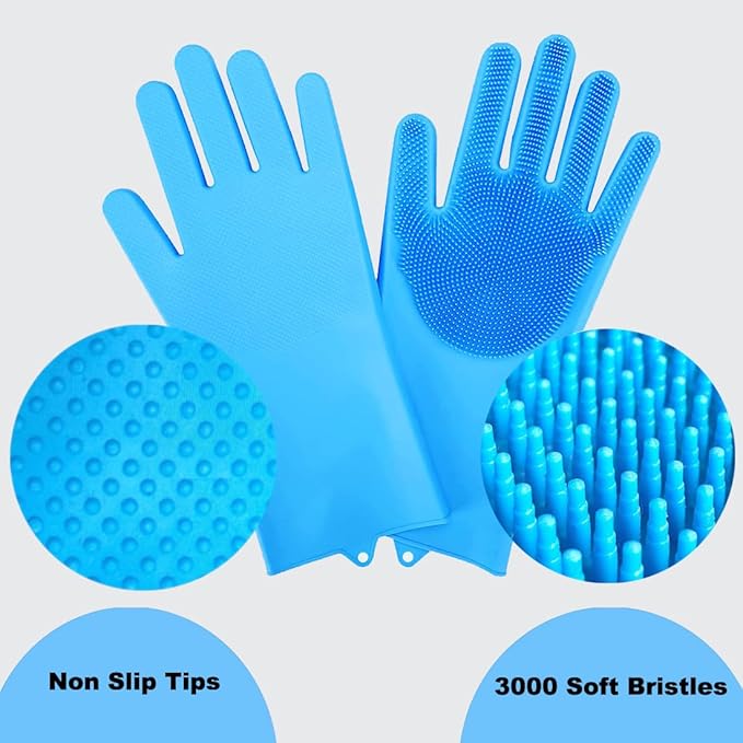 4PCS Pet Grooming Kit for Dogs and Cats, Dog Washing Gloves and Dog Bath Brush, Dog Shower & Shampoo Brush, Dog Scrubber for Bath, Massage and Grooming
