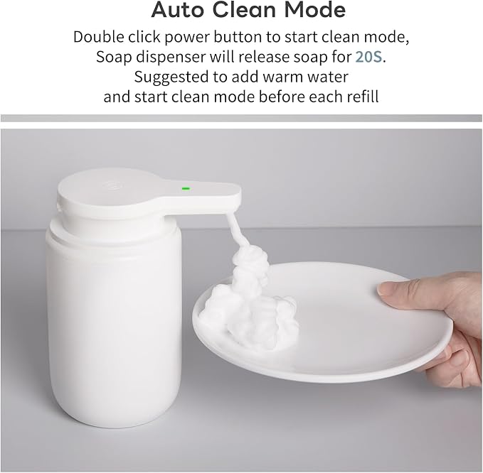 Automatic Foaming Soap Dispenser, Rechargeable Touchless Foam Hand Soap Dispenser for Bathroom, Soap Pump for Kitchen, Water-Resistant, Xmas Gift 10oz