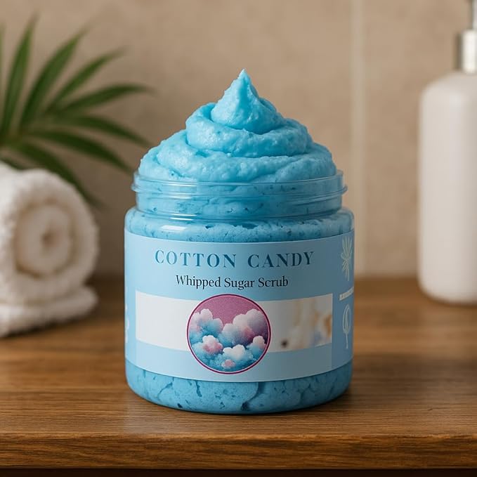 Nature Skin Shop Cotton Candy Whipped Sugar Scrub, Fun Skincare Gift