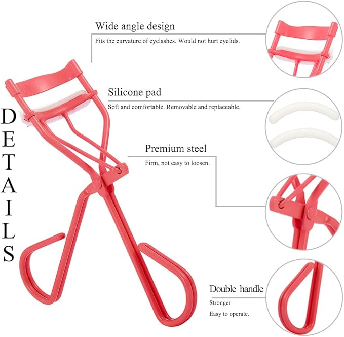 Uranian Eyelash Curlers with Built-in Comb Lash Curler with Comb Eyelash Curler with 2 Silicone Refill Pads Premium Lash Curler Makeup Tool for Women and Girls