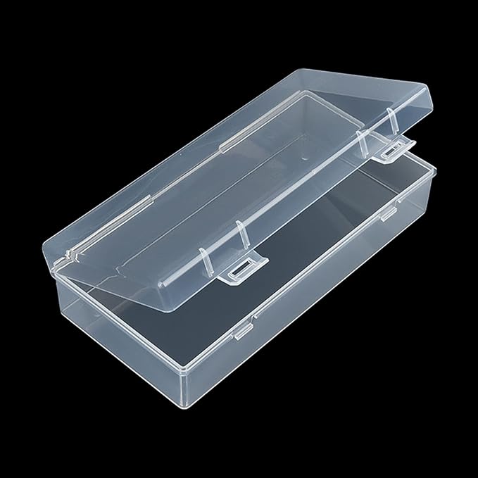 6 Pack Rectangular Clear Plastic Storage Containers Box with Hinged Lid for Beads and Other Small Craft Items (7.28 x 3.54 x 1.77 inch)