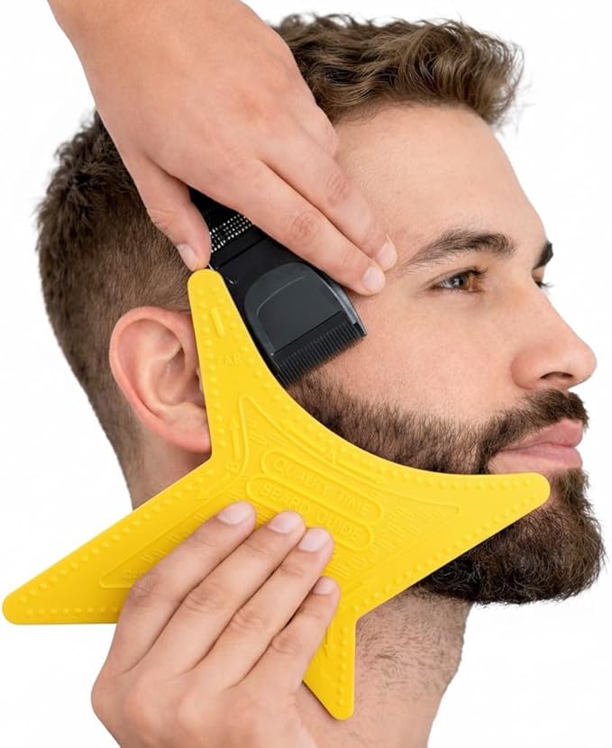 Quality Time Beard Shaping Template Kit, 2 Premium Multi-Style Beard & Neckline Guides: Hands-Free, Two Tools for Defined Beard Lines, DIY, Use with Trimmer or Razor, Made in USA