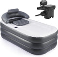CO-Z Inflatable Bathtub With Electric Air Pump, Portable Tub With Blow Up Bath Pillow Cover, Drainage Cup Holder, Foldable Outdoor Freestanding Tub for Adults, Gray