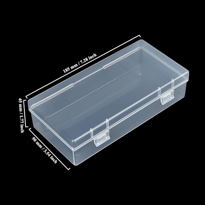 6 Pack Rectangular Clear Plastic Storage Containers Box with Hinged Lid for Beads and Other Small Craft Items (7.28 x 3.54 x 1.77 inch)
