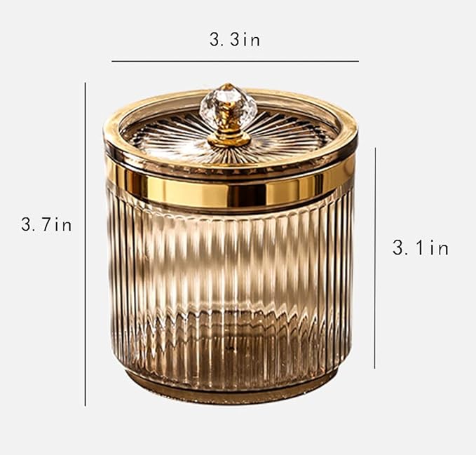 Plastic Cotton Swab Ball Box Pad Holder Floss Organizer Box Clear Container Dispenser-Amber
