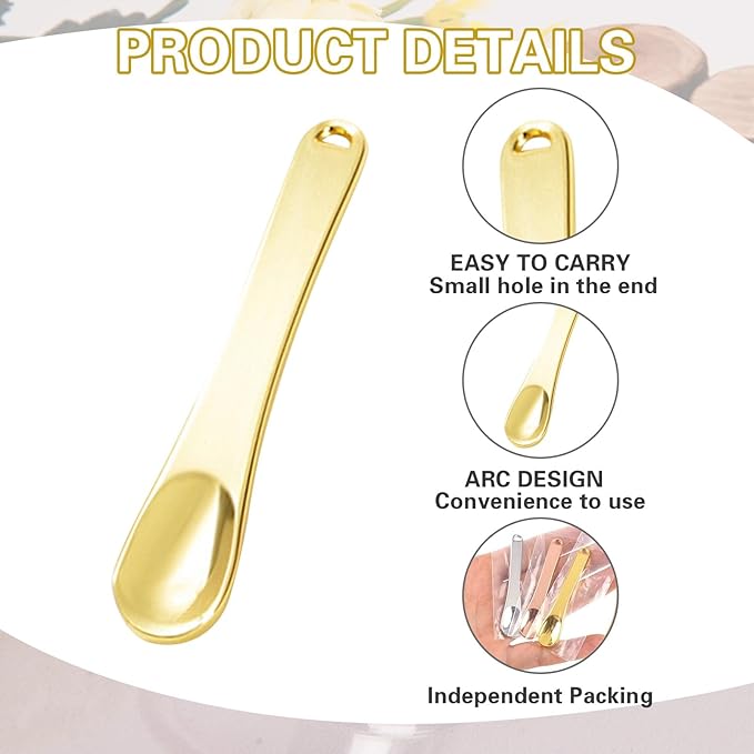 3 Pack Metal Cosmetic Spatulas,Mini Makeup Spoon,Eye Cream Applicator,Facial Cream Mask Scoop Tool,Beauty Spatulas for Facial Cosmetic Face Mask(Gold, Silver, Rose Gold)