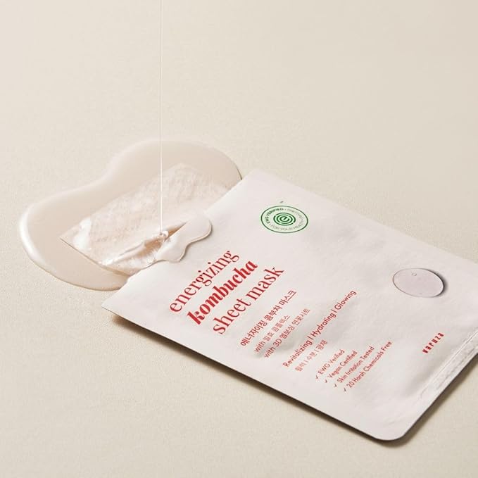EWG Verified Kombucha Sheet Mask Lyocell 3D Snow Crystal Sheet Fermented Bifida 20 Harsh Chemicals Free Clean & Radiant Skin 10 Count