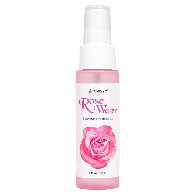 Well's Oil Rosewater Face & Hair Mist Spray (2 fl oz / 59 mL) | Floral Rosewater Hydrosol | Alcohol-Free