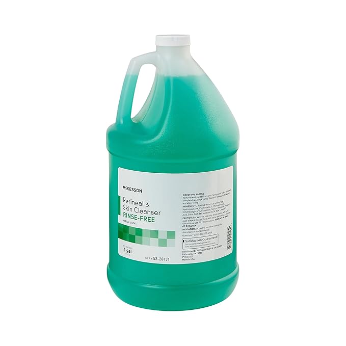 McKesson Perineal Skin Cleanser, 1 Gallon [Pack of 4] Rinse-Free Body Wash for Incontinence or Ostomy Care, Herbal Scent