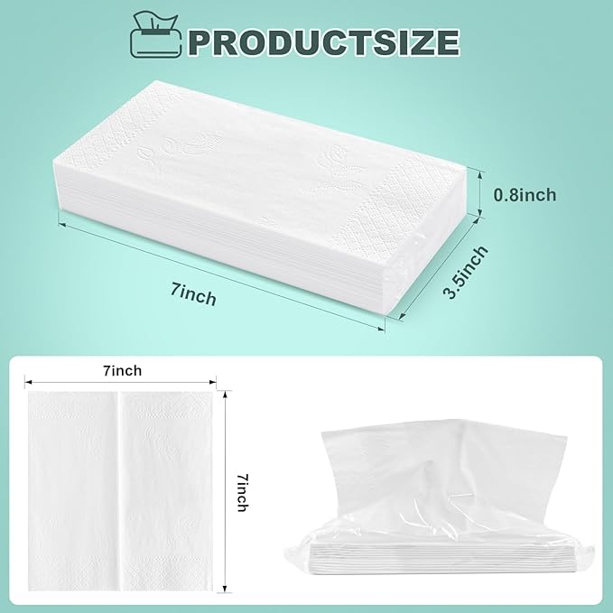 4-Ply Car Tissue Refills (960 Layers) - 8 Pack Travel Size Tissues, Soft & Strong Disposable Facial Tissues for Car, Office, Home - 240 Sheets