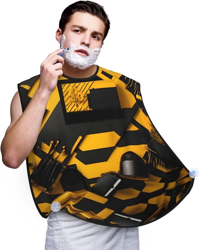 Ocean Fishes Print Beard Bib Shaving Apron, Beard Hair Trimming Cape Gift For Dad