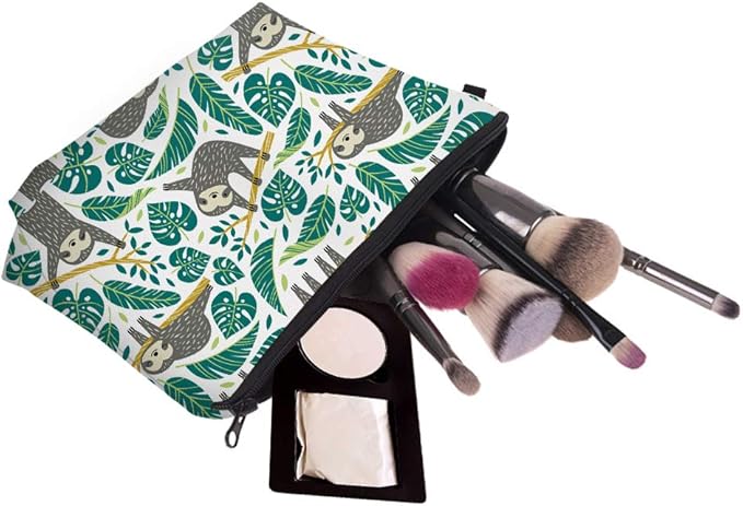 Deanfun Makeup Case Small, Cosmetic Zipper Bag Waterproof for Purse Mini, Women Cute Traveling Accessories Pouch for Ladies Thanksgiving Sloth D2-51476