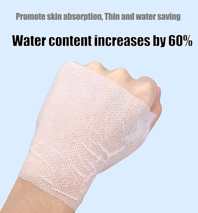 200PCS Makeup Wet Cotton Pads for Face Stretchable Wet Compress Cosmetic Cotton Pads with Hole Tear Mask Paper Towel Makeup Remover Cotton Sheets Moisturizing Facial Makeup Pads