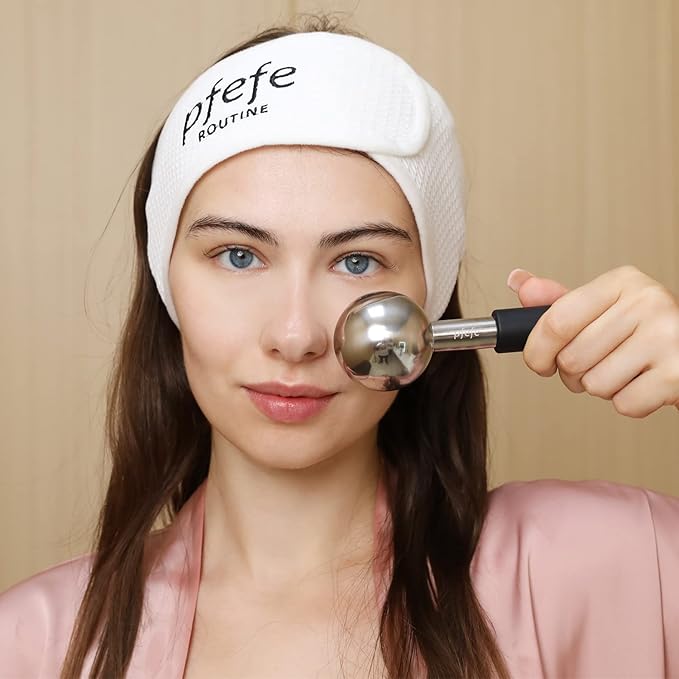 pfefe Ice Globes for Face & Eyes, Unbreakable Stainless Steel Cryo Sticks for Beauty Routines, Facials Cold Roller Cooling Globes for Puffiness, Wrinkles, Dark Circles, Headaches
