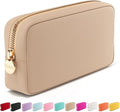 Embla Medium Travel Makeup Bag and Waterproof Nylon Travel Toiletry Bag with Smooth Zipper, Compact Slim Cosmetic Pouch, Beige