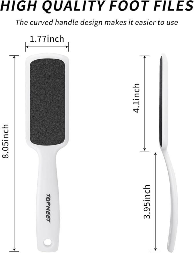 Foot File for Dead Skin - Dual Sided Foot Rasp Callus Removers, Professional Pedicure Tool for Soft, Smooth Feet (White)