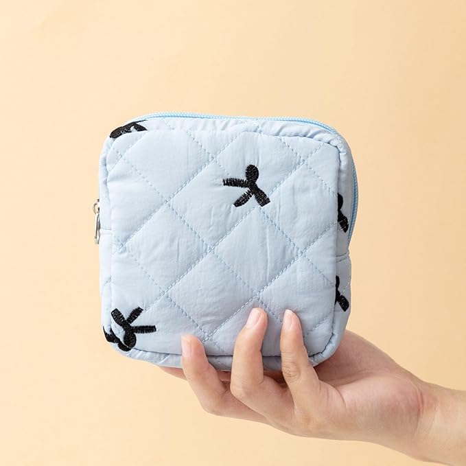 Storage Bags，Butterfly Knot Sanitary Pad Storage Organiser Portable Feminine Hygiene Holder Tampon Organiser for Travel and Daily Use