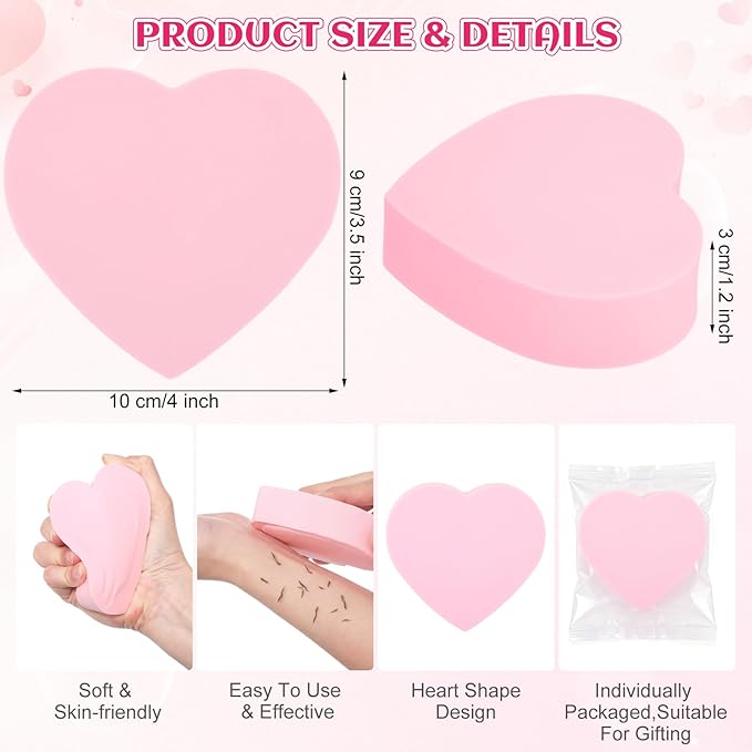 4 Pack Heart Sponge Pink Exfoliating Bath Sponge Loofah Soft Body Scrubber Skin Friendly Spa Use for Basket Filler Stuffer for Adults Women Men