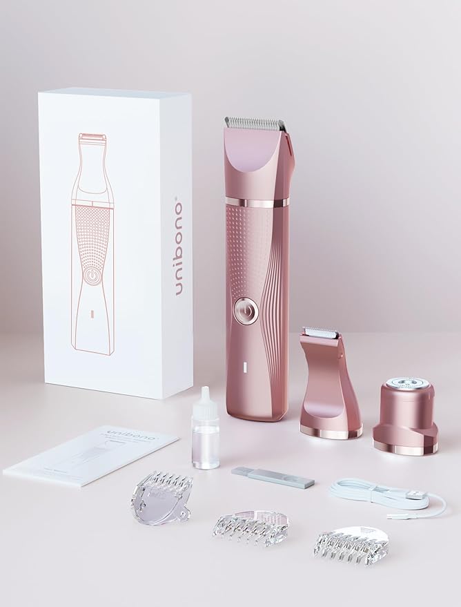 3-in-1 Electric Razor for Women - Waterproof Bikini Trimmer,Rechargeable Electric Shaver for Lady,Pubic Hair Trimmer Women,Personal Trimmer Groomer for Body Hair (Rose Golden,RG-1)