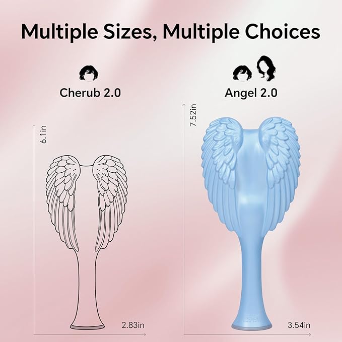Tangle Angel Detangling Hair Brush for Women - Anti-Static Angel Wing Hair Brush for Wet&Dry Hair - Flexible Bristles Detangler Brush for Straight, Wavy&Curly Hair - Ideal Gift for Women -Pink&Gray