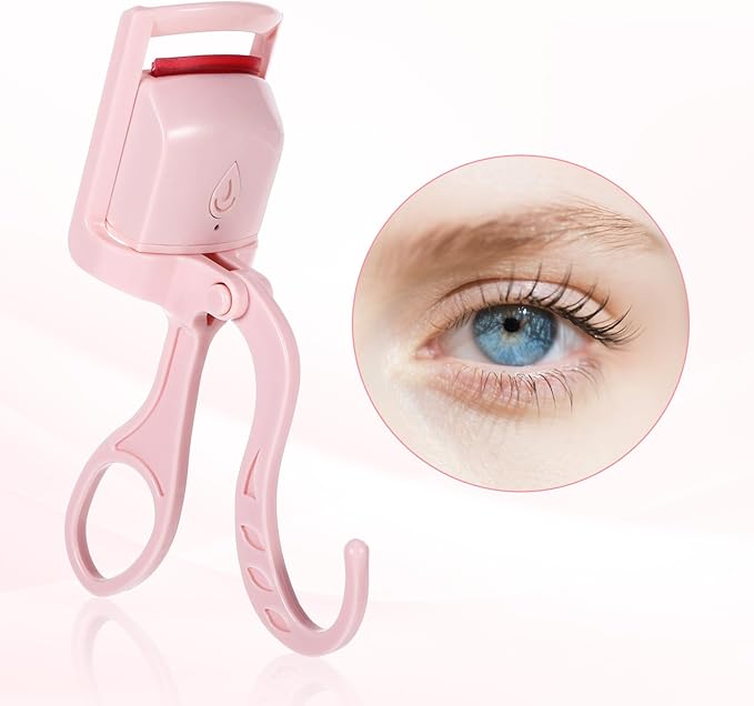 Heated Eyelash Curler, Fast Heat Up in 3s and 24h Long-Lasting Eye Lash Curler for Women,Safe Anti-Burn Heated Lash Curlers,USB Rechargeable Eyelash Curlers with Sensing Heating Silicone Pad(Pink)