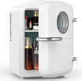 Mini Fridge for Bedroom, 4L/6 Cans Small Cosmetic Fridge for Skincare, Makeup & Drink, With Observation Window, Portable Desk Fridge Cooler and Warmer for Kids, Car, Office, Dorm, White