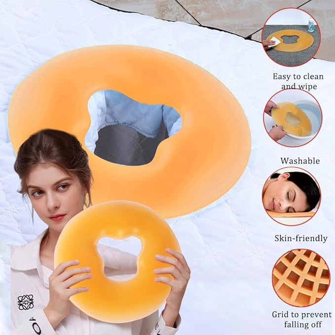 Silicone Face Massage Pillow,SPA Beauty Face Relax Headrest,Salon Skin Care Soft Overlay Travel Head Support,Yellow
