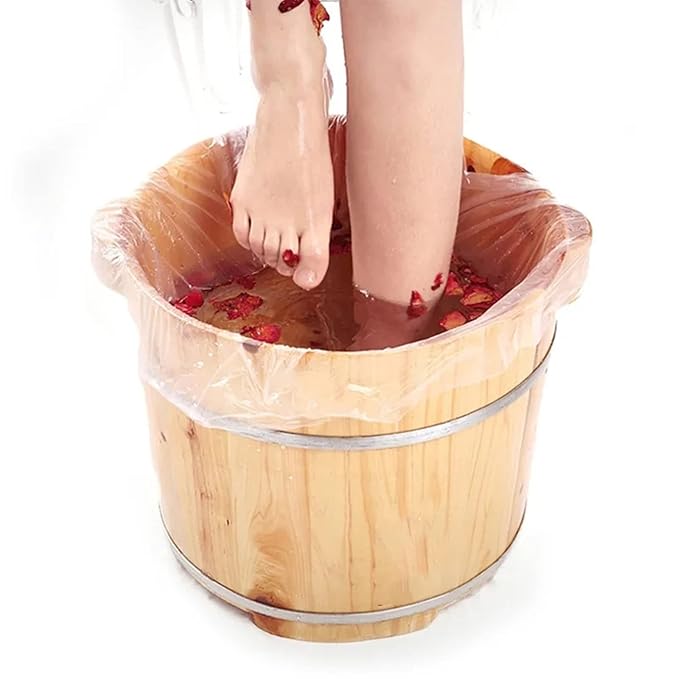 100 Pcs Disposable Foot Tub Liner Portable Bath Basin Bags,Plastic Foot Bath Basin Pedicure Liners,Thin Large Sanitary and Odorless Plastic Liners bags for Foot Soak Bath Pedicure Spa Hotel Home Use