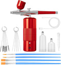 Airbrush Kit Portable Airbrush Air Brush Kit with Air Compressor Airbrush for Nails Airbrush Compressor High Pressure Nail Airbrush Machine Handheld Mini Air Brush Kit (red)