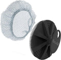 Silicone Body Scrubber with Scrub Net, BEAUTAIL 2 Pack – Rich Foam and Exfoliation with Gentle Brush or Firmer Net Options – Hygienic, Durable, Easy to Clean – 1 Shower Brush Black, 1 Scrub Net Gray