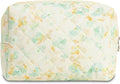 Quilted Makeup Bag Floral Cotton Make up Bag Puffy Coquette Makeup pouch Aesthetic Cute Travel Toiletry Bag for Women Girls