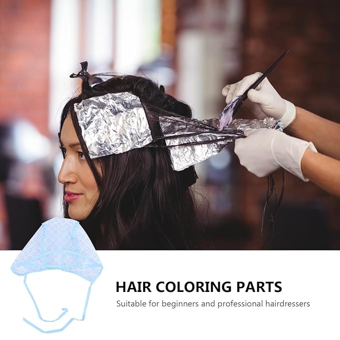 30Pcs Hair Highlight Cap Kit, Salon Hair Coloring Dye Cap Highlight Tipping Cap with Plastic Hooks for Salon Home (Blue)