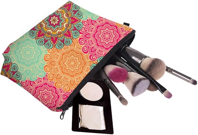 Deanfun Cosmetic Bag for Women, Mandala Flowers Waterproof Makeup Bags Roomy Toiletry Pouch Travel Accessories Gifts (51560)