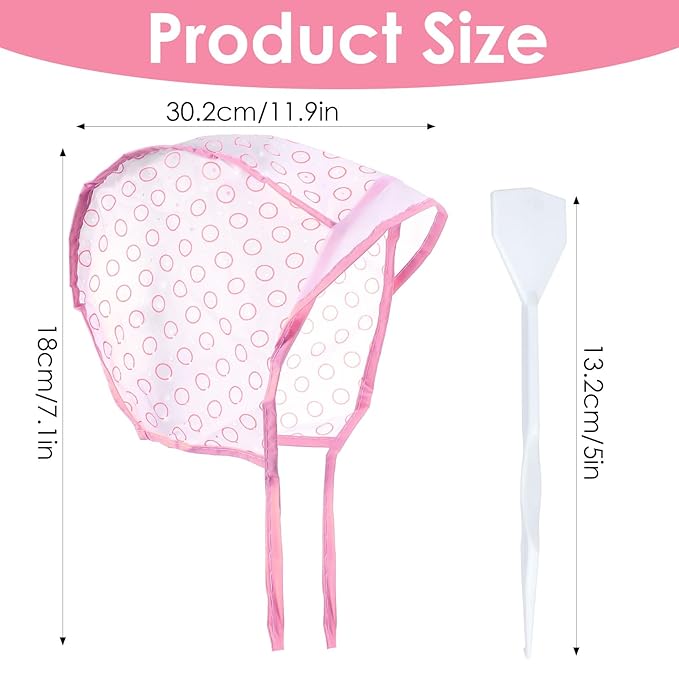 Hair Coloring Kit Highlight Cap, Hair Highlighting Cap, Hairing Coloring Dye Caps Frosting Caps with Plastic Crochet Hook for Salon DIY Dyeing Hairdressing(pink)